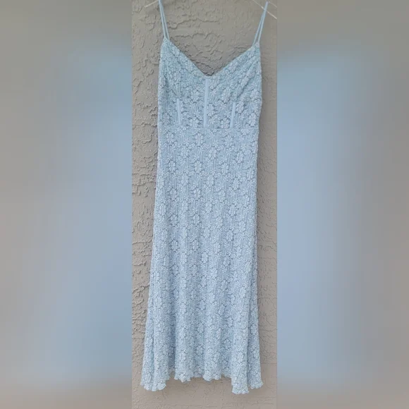 ASTR The Label floral lace knit dusty blue mid feminine chic dress size medium - Picture 9 of 13